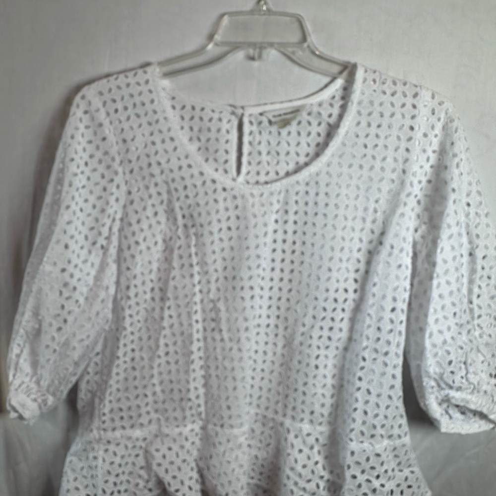 Club Monaco White Eyelet Blouse